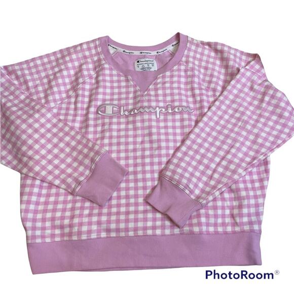CHAMPION Campus French Terry Crew Pink White Embroidered Extra Large NWOT‎ - Picture 2 of 5